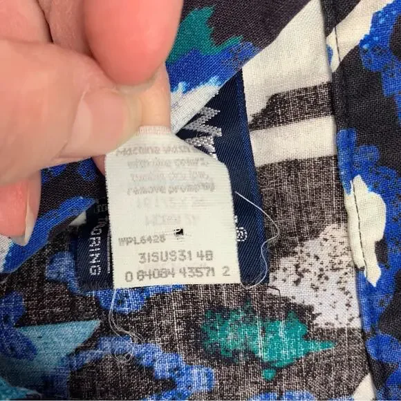 Wrangler mens 16.5 Large cowboy cut blue black Aztec print long tail vintage yel - Picture 4 of 9